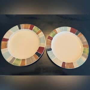 Pair of Jentry  multi colored plates